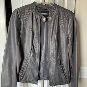 Womens Grey Leather Jacket